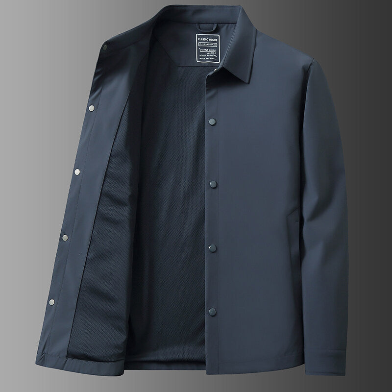 Versatile men's snap jacket, perfect lightweight outerwear for all-season comfort, casual layering & everyday style.