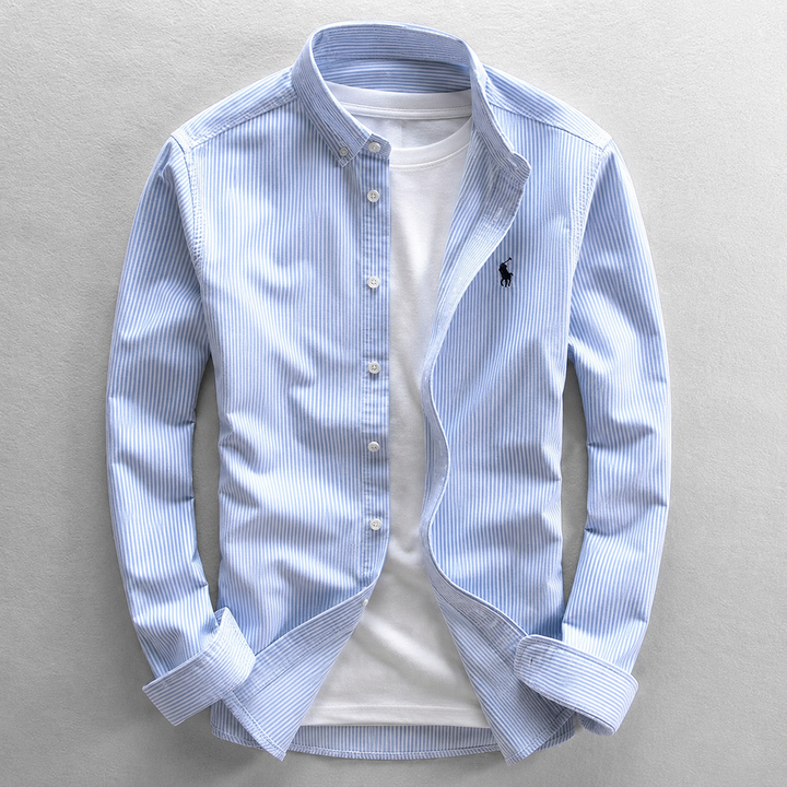 Men's Haris Oxford shirt, tailored fit, long sleeve, button-down, perfect for casual or formal wear.