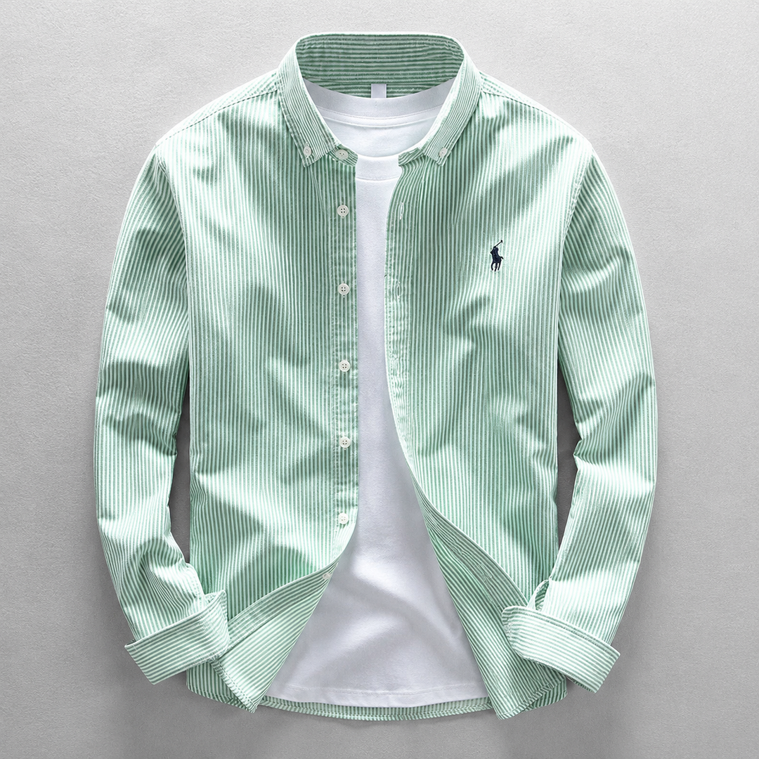 Breathable Men's Haris Oxford shirt, comfortable tailored fit, long sleeve, ideal for everyday wear or work.