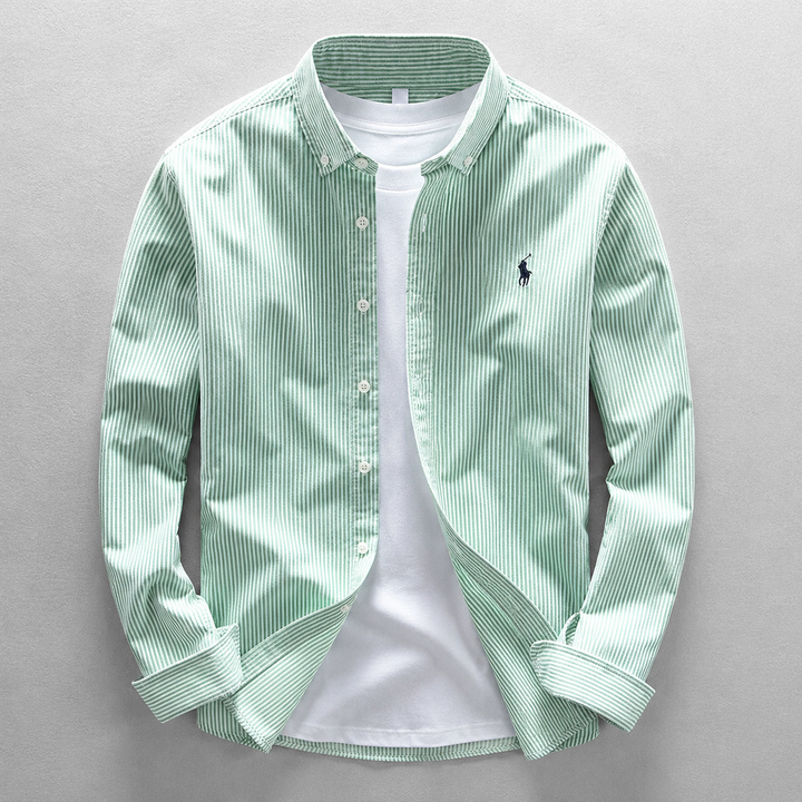 Breathable Men's Haris Oxford shirt, comfortable tailored fit, long sleeve, ideal for everyday wear or work.