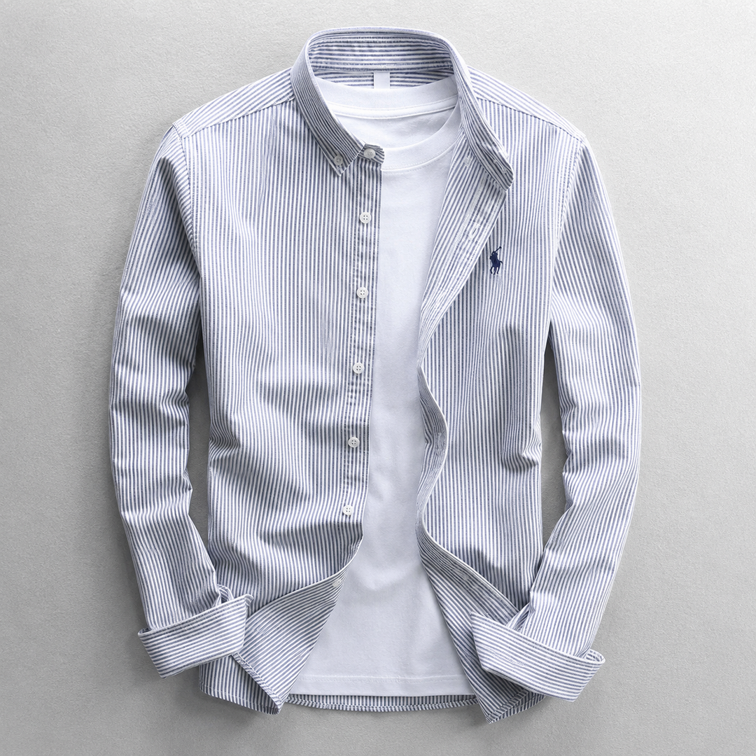 Stylish Men's Haris Oxford shirt, tailored fit, long sleeve, versatile for men's fashion, work, or casual outings.