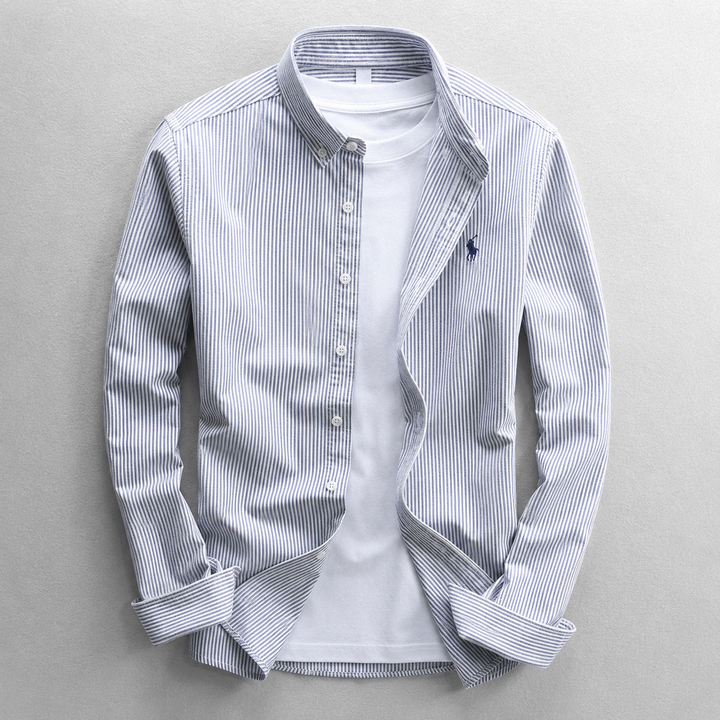 Stylish Men's Haris Oxford shirt, tailored fit, long sleeve, versatile for men's fashion, work, or casual outings.