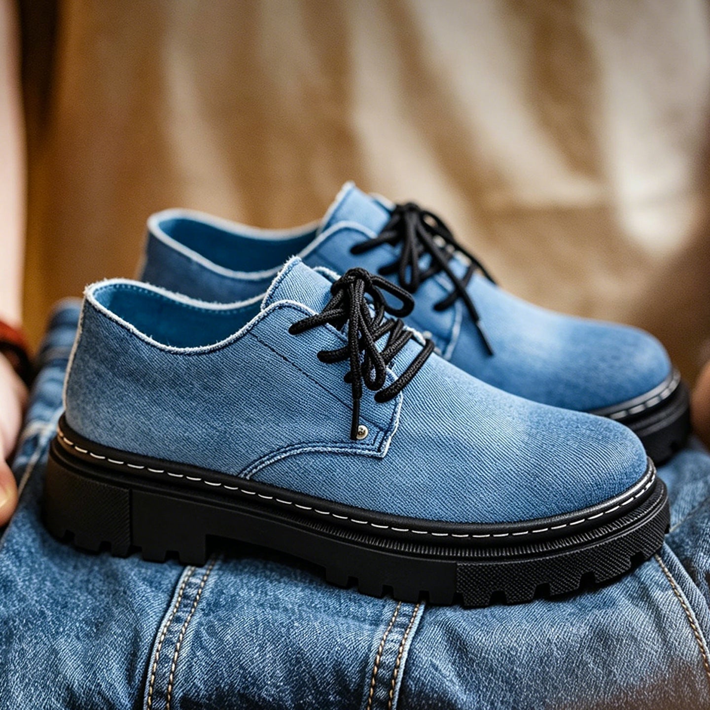 Stylish men's Harlow slip-on casual shoes with unique frayed edge, ideal for daily wear.