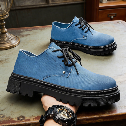 Textured men's Harlow slip-on shoes with a fashionable frayed edge. Great for casual daily wear.