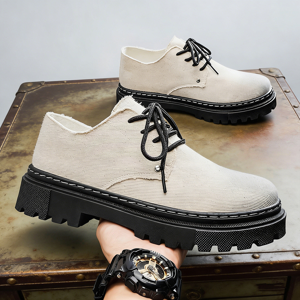 Fashionable men's Harlow slip-on shoes with textured frayed edge. Versatile casual footwear.