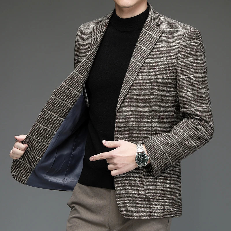 Slim fit men's Harrington blazer jacket, professional and stylish for business casual confidence.