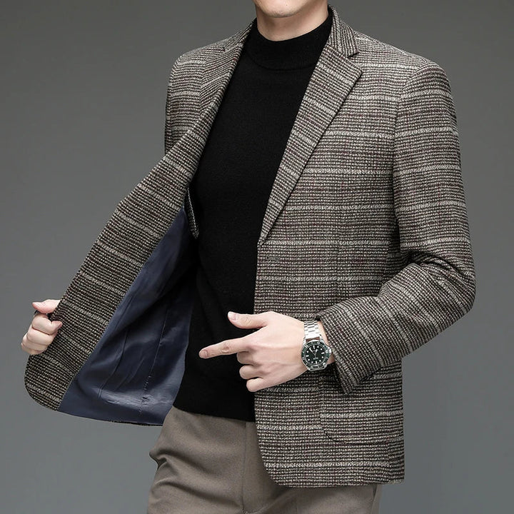 Slim fit men's Harrington blazer jacket, professional and stylish for business casual confidence.