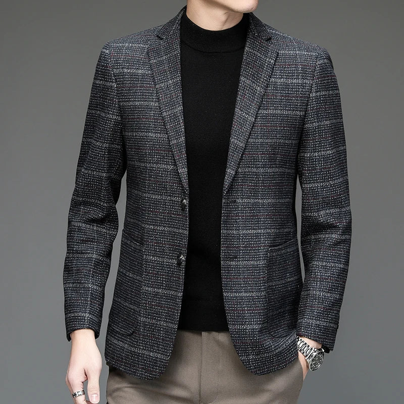 Men's Harrington blazer, structured, versatile, ideal for professional, business casual & formal wear.