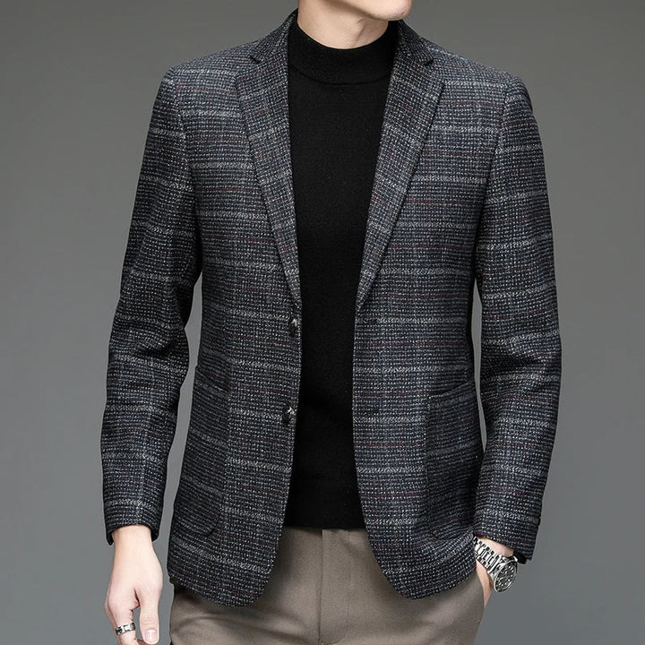 Men's Harrington blazer, structured, versatile, ideal for professional, business casual & formal wear.