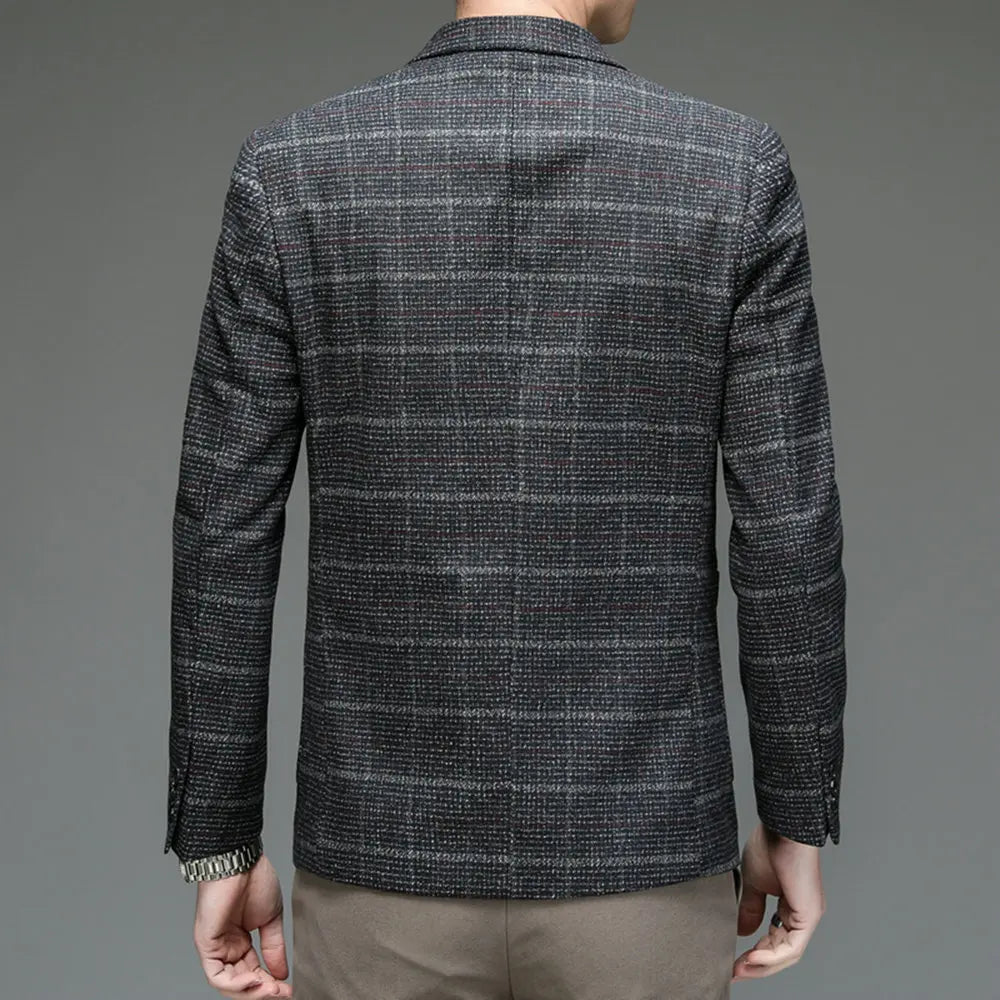 Men's checkered Harrington blazer, slim fit, a sophisticated business casual jacket for men.