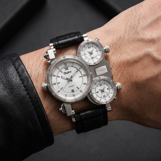 Men's Hartwell oversized quartz watch with world-time design. A bold, luxurious statement timepiece for modern men.