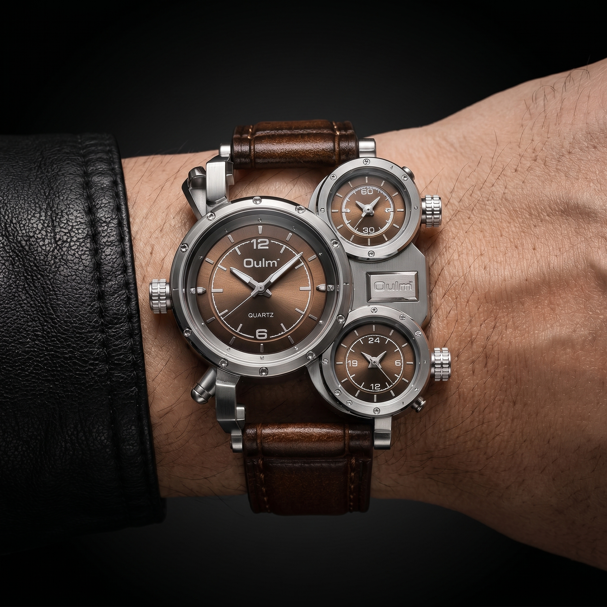 Hartwell oversized men's quartz watch featuring world-time dial. A durable alloy case and luxurious men's fashion accessory.