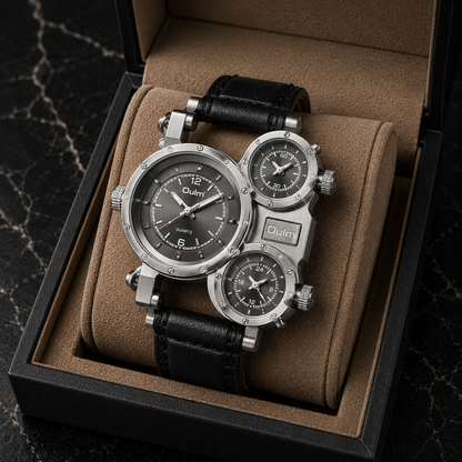 Men's Hartwell oversized quartz watch with world-time zones. A statement timepiece showcasing bold fashion and quality.