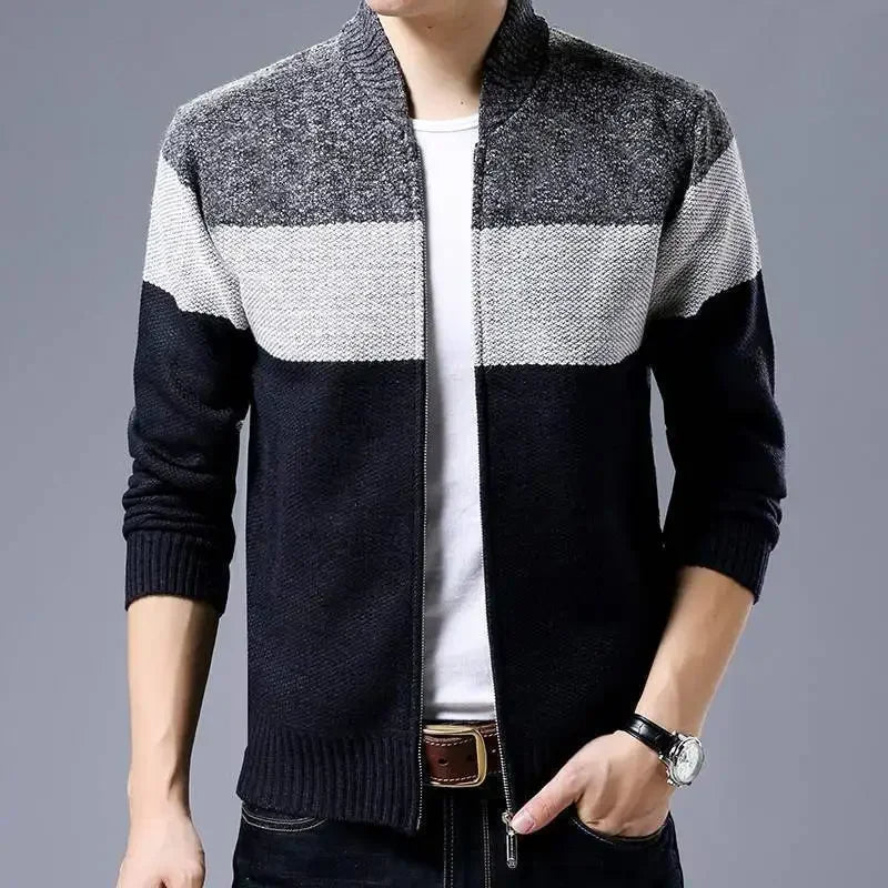 Stylish men's Hawthrone full-zip outerwear jacket featuring a unique plaid interior. Ideal fall & winter layering.
