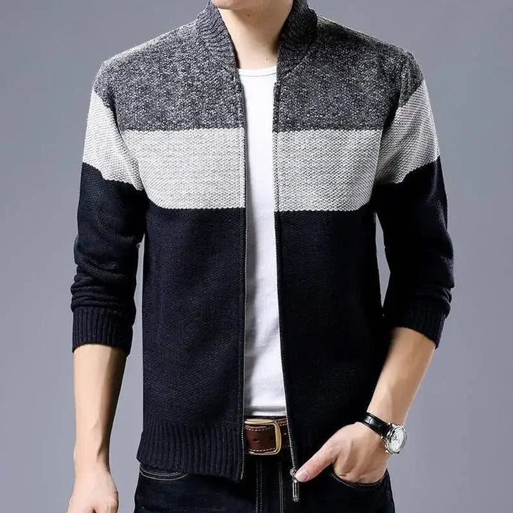 Stylish men's Hawthrone full-zip outerwear jacket featuring a unique plaid interior. Ideal fall & winter layering.