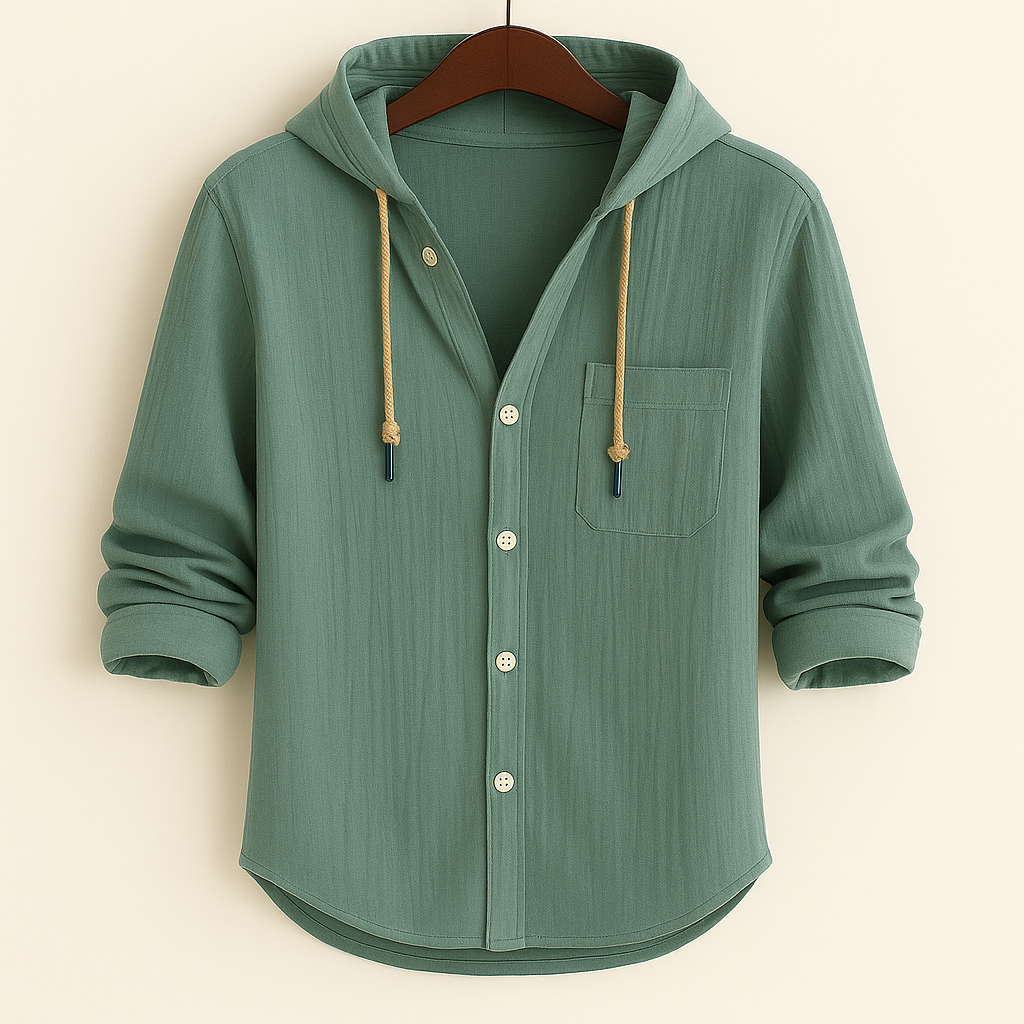 Lightweight men's Hayes hoodie shirt, ideal for spring, summer, or autumn layering.