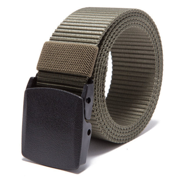 Black heavy duty canvas belt for men, perfect for outdoor activities and tactical gear