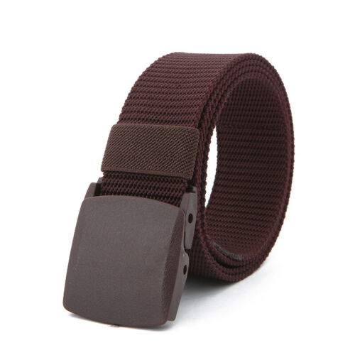 Solid black canvas men's work belt with a rapid quick-release buckle, heavy duty design