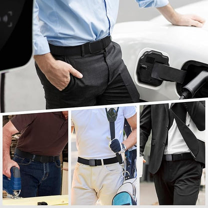 Durable men's canvas work belt, black, ideal for outdoor gear and heavy duty use