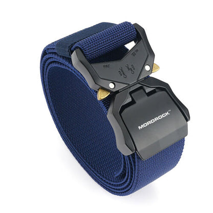 Men's military-style heavy-duty tactical belt, adjustable black nylon with quick release buckle