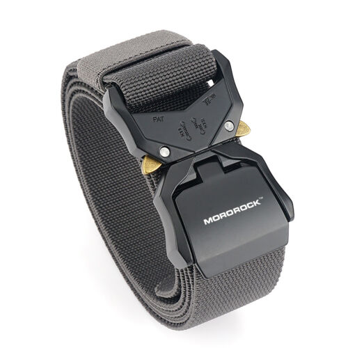 Black men's heavy-duty tactical belt, adjustable nylon, military grade quick release for outdoor