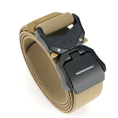 Men's versatile black tactical belt, heavy-duty nylon, quick release buckle, perfect for outdoor gear
