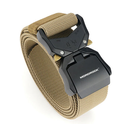 Men's versatile black tactical belt, heavy-duty nylon, quick release buckle, perfect for outdoor gear