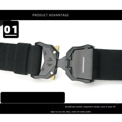 Waterproof men's heavy-duty tactical belt, black nylon, quick release for outdoor and utility use