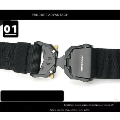 Waterproof men's heavy-duty tactical belt, black nylon, quick release for outdoor and utility use