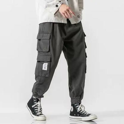 Durable men's heavyweight cargo joggers, athletic wear, relaxed yet tapered fit for fashion.