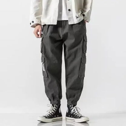 Everyday men's casual cargo joggers, heavyweight cotton, utility design, ideal for comfort.