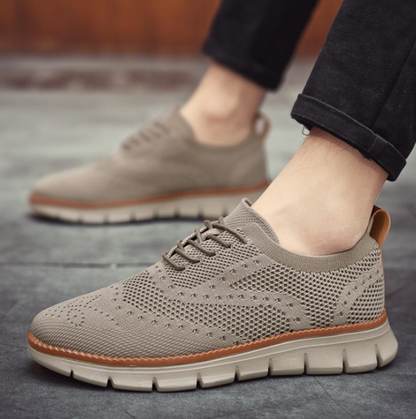 Men's breathable brogue dress sneakers. Orthopedic comfort, lightweight, perfect for casual formal.