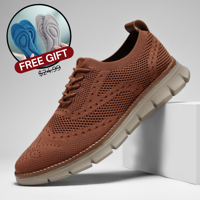 Orthopedic Men's Brogue Dress Sneakers. Superior comfort, lightweight, breathable for all-day wear.