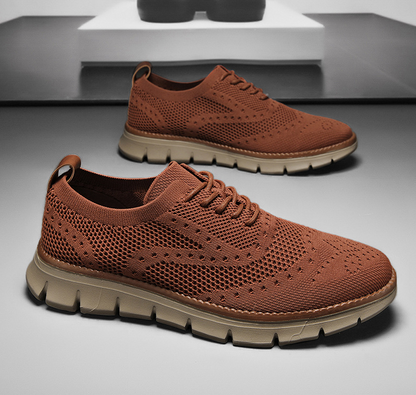 Black Men's Brogue Dress Sneakers. Orthopedic comfort, sleek casual formal style for men.