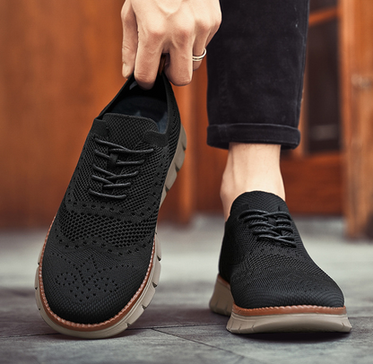 Men's versatile brogue dress sneakers. Orthopedic comfort, casual formal appeal, lightweight design.