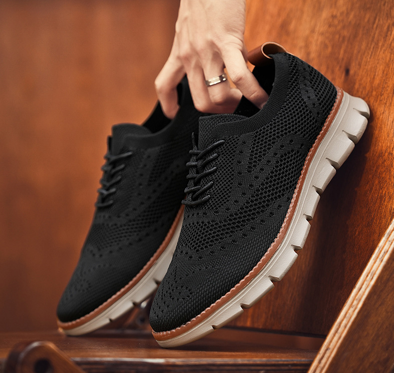 Detailed brogue design on Men's Heritage Dress Sneakers. Orthopedic comfort, sophisticated style.