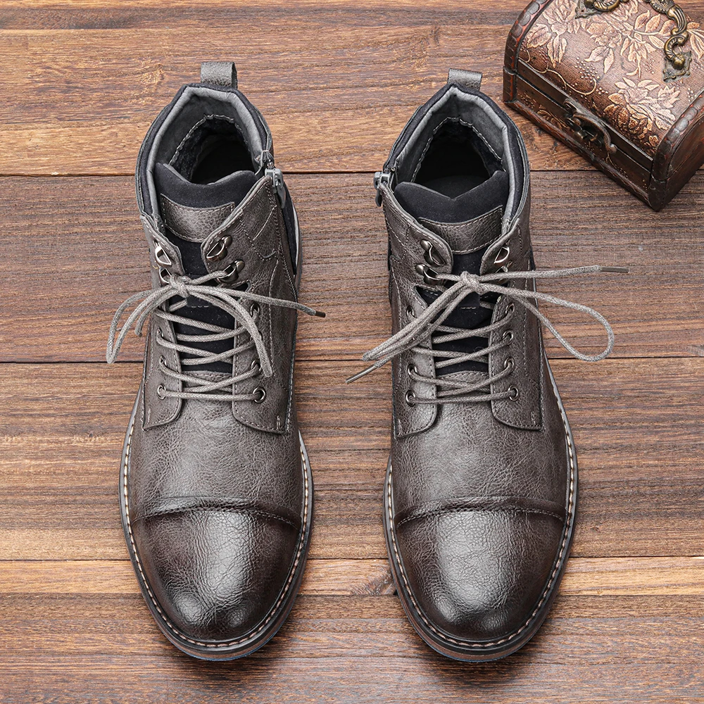 Men's Heritage Classic lace-up ankle boots with a practical side zipper. Durable, comfortable, and stylish.