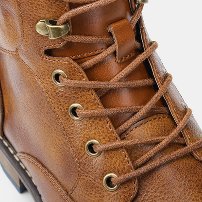 Rugged Men's Heritage Classic boots with lace-up front and convenient side zipper for durability & style.