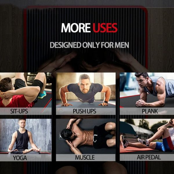 Black high-density non-slip yoga & exercise mat for men, excellent for gym & home fitness.