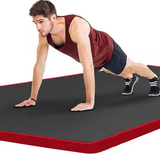 Men's high-density non-slip fitness mat for yoga & gym workouts.