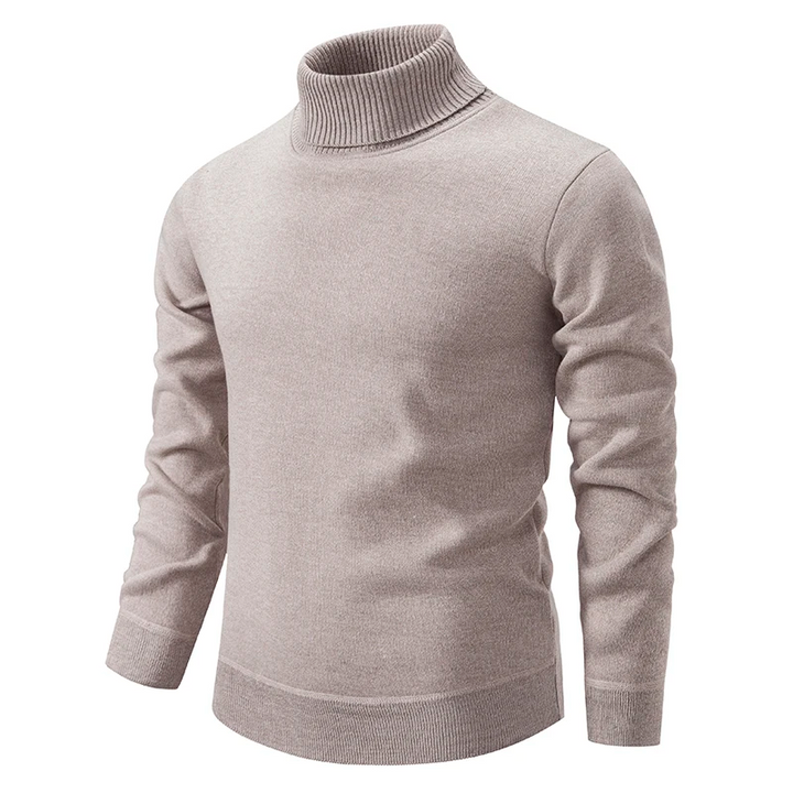Stylish man wearing a high-neck sweater, ideal for casual layering.