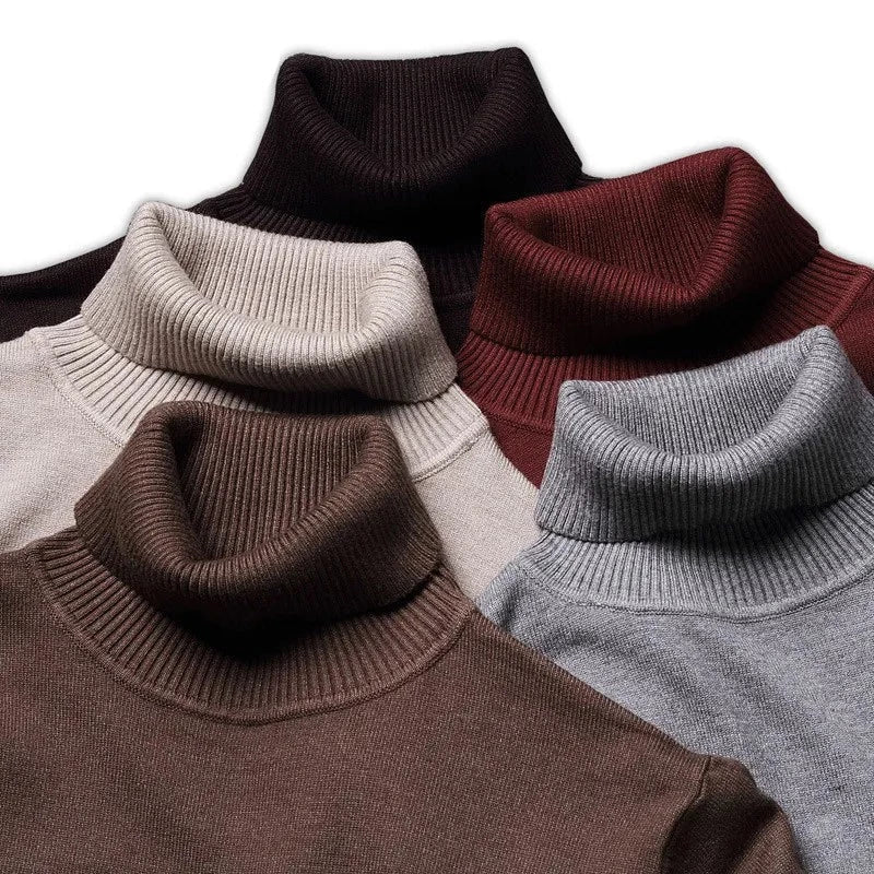 Essential men's high-neck sweater, a versatile wardrobe staple for cool weather.