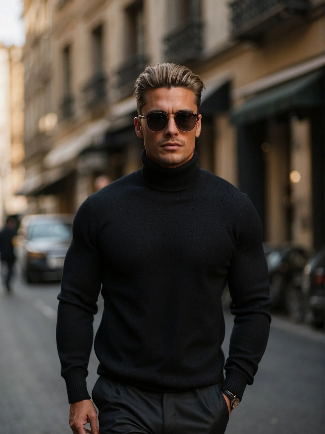 Men's high-neck sweater: a comfortable, stylish turtleneck essential for winter fashion.