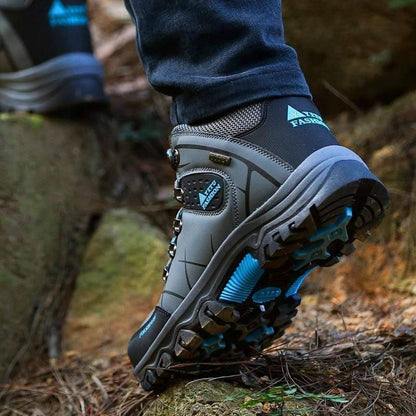 Pair of men's casual high-top outdoor trekking boots, built for durability and comfort.
