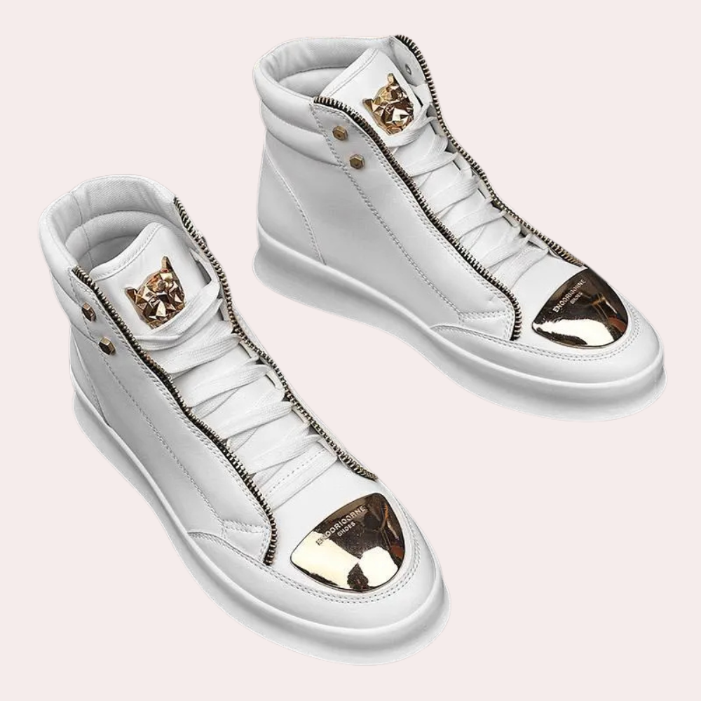 Stylish men's high top fashion sneakers. Comfortable & versatile urban footwear for a modern casual look.