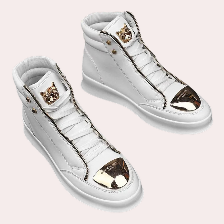 Stylish men's high top fashion sneakers. Comfortable & versatile urban footwear for a modern casual look.