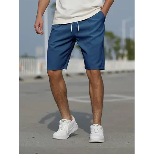 Stylish men's lightweight high-waist shorts with a relaxed fit and drawstring. Great for casual summer.