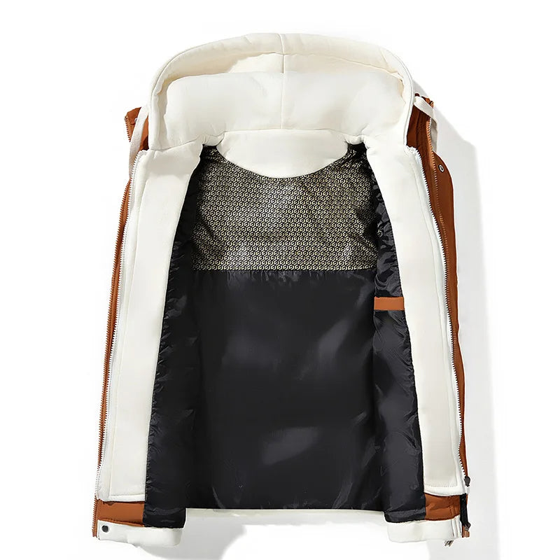 Versatile men's hooded puffer vest, perfect lightweight outerwear for casual fall & winter layering.