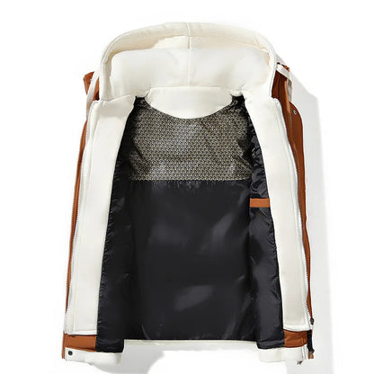Versatile men's hooded puffer vest, perfect lightweight outerwear for casual fall & winter layering.