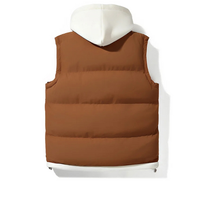 Lightweight men's hooded puffer vest, great for outdoor activities & warm layering in fall/winter.